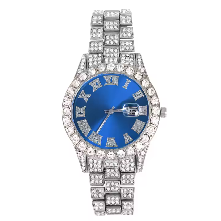 Reloj De Cuarzo Para Hombre Y Mujer Estilo Hip Hop Clásico Plateado Con Diamantes Icy out Joyería Moda Regalo - 1