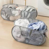Cesta De Ropa Plegable De Malla Transpirable Organizador De Almacenamiento Para Ropa Sucia Portátil Con Manija Y Estilo Moderno - details 8