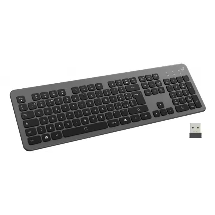Ewent - EW3296 teclado Universal RF inalámbrica + USB QWERTY Español Negro, Gris EW3296 - 1