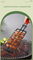 Cesta De Asado De Perro Caliente En Acero Inoxidable Con Pinza Antideslizante Para Salsichas Pescado Y Jamón Herramienta De Barbecue - details 1