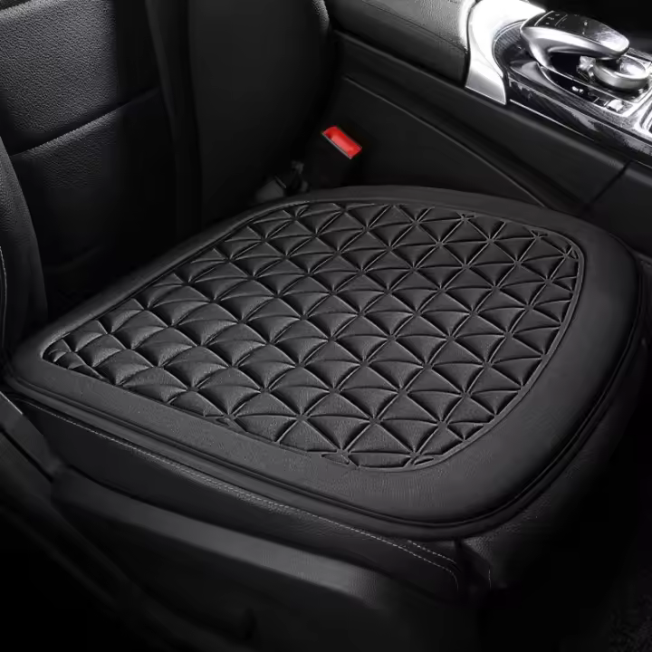 Cojín De Asiento Delantero De Coche Negro Universal En Tela Leicher Con Red De Diamantes 48x46cm Accesorio De Interior Para Coche - 1