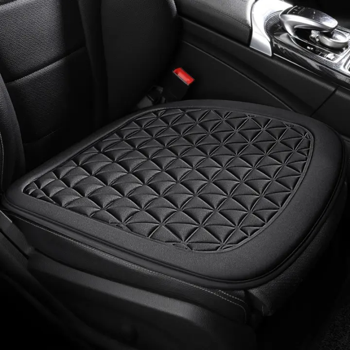 Cojín De Asiento Delantero De Coche Negro Universal En Tela Leicher Con Red De Diamantes 48x46cm Accesorio De Interior Para Coche - 1