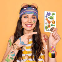 10PCS Tatuajes Temporales Para Niños Dinosaurio Cartoon Impermeables Etiquetas De Armadura De Tatuaje Divertidos Para Fiestas - details 13
