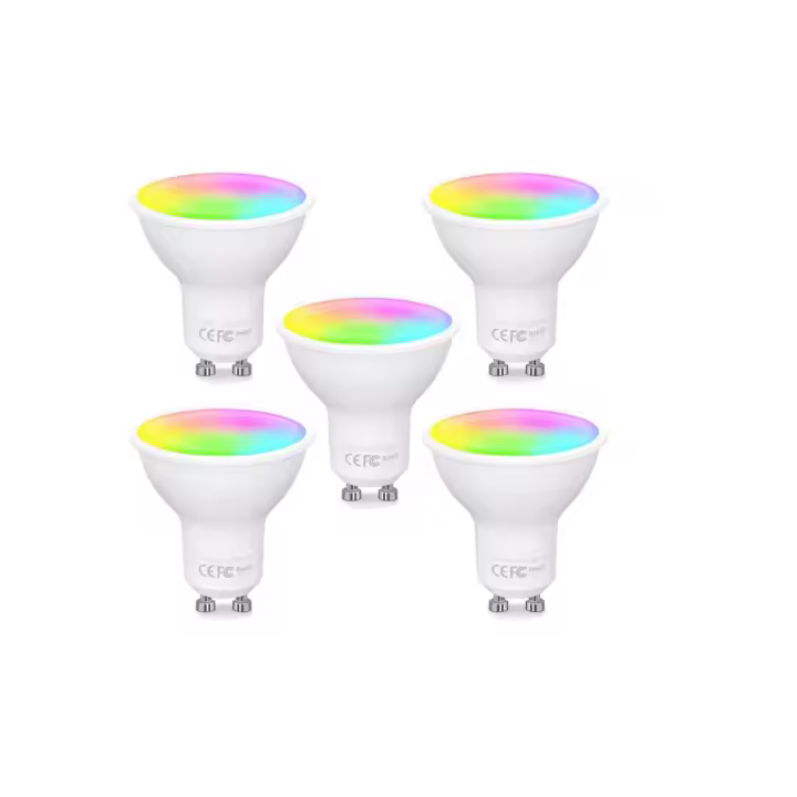 Bombillas Wifi Lámpara Inteligente Gu10 Fitop, 4.7W=50W, Compatible con Alexa/Google Home/Siri, 2700-6500K Luces Cálidas/Frías & RGB Ajustable,Control de Voz, 5 Unidades - 1