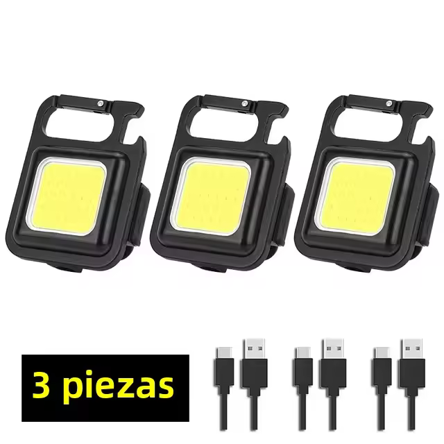 Linterna LED Multifuncional Miniatura Con Llavero Luz De Trabajo COB Recargable Por Tipo-C Torcha De Bolsillo Para Camping Al Aire Libre Emergencias - 1