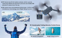 WIFI Drone, E58 Plegable 4K Cámara Aérea RC Quadcopter, 3.7V 600mAH Batería de Iones de Litio, RC Quadcopter Cámara Dual con LED All Round Light, Opción de Regalo para Niños - details 7