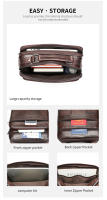 Bolsa De Hombro Para Laptop De 13 Pulgadas WESTAL Para Negocios Y Documentos Correa Ajustable Material Principal Cuero Genuino Estilo Casual - details 7