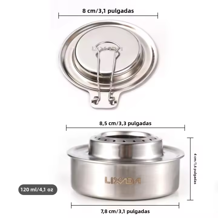 Estufa De Camping Para Alcohol Mini 120ml Con Cubierta Plegable Para Extinción De Fuego Eficiencia De Combustión Alta Para Excursionistas Y Viajes - 1