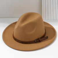 Nueva Moda Sombrero Fedora De Lana Para Hombre Otoño Invierno Amplio Algodón Imitación Paja Mujer Iglesia British Hat - details 15