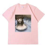 Camiseta De Gato Con Imagen De Meme De Leche Para Hombres Y Mujeres Estilo Casual Humor Extraño Camiseta Gráfica De Algodón Sobredimensionada Moda Streetwear - details 4