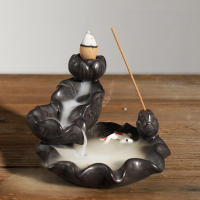Encendedor De Incienso De Cerámica Artesanal Con Torre De Bergamota Y Ornamentos De Agua Fluyente Para Aromaterapia - details 17