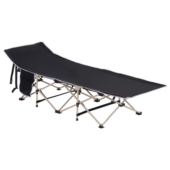 Outsunny Cama de Camping Plegable Cama de Acampada con 1 Bolsillo Lateral Bolsa de Transporte y Marco de Acero Carga 150 kg para Playa Senderismo 190x68x52 cm - 1