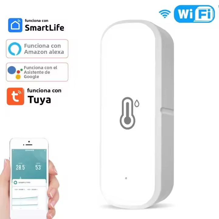 Sensor Inteligente De Temperatura Y Humedad ZigBee/WiFi Tuya Batería Poderada Para Seguridad Doméstica Compatible Con Alexa Y Google Home - 1