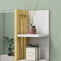 HOMCOM Espejo de Baño Moderno Espejo de Pared Rectangular con 4 Estantes de Almacenamiento para Maquillaje Tocador Vestidor 45x15x58,5 cm Blanco - details 3