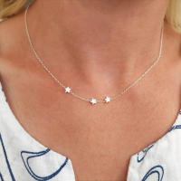 Collar De Mujer 2024 Nueva Joyería Con Cadena Delgada Y Estrellas En Oro/Plata Collar De Estrella Y Corazón Pentagrama Para Mujeres - details 2