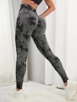 Pantalones De Yoga Para Mujer Con Cintura Alta Y Control De Abdomen Estampado Tie-Dye Leggings Deportivos De Elasticidad Alta Para Correr Y Fitness - details 0