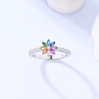 Anillo De Lujo Pandach 925 Plata Con Piedra CZ Colorida Y Flor Redonda Para Mujer Joyería De Boda Y Compromiso Regalo - details 7