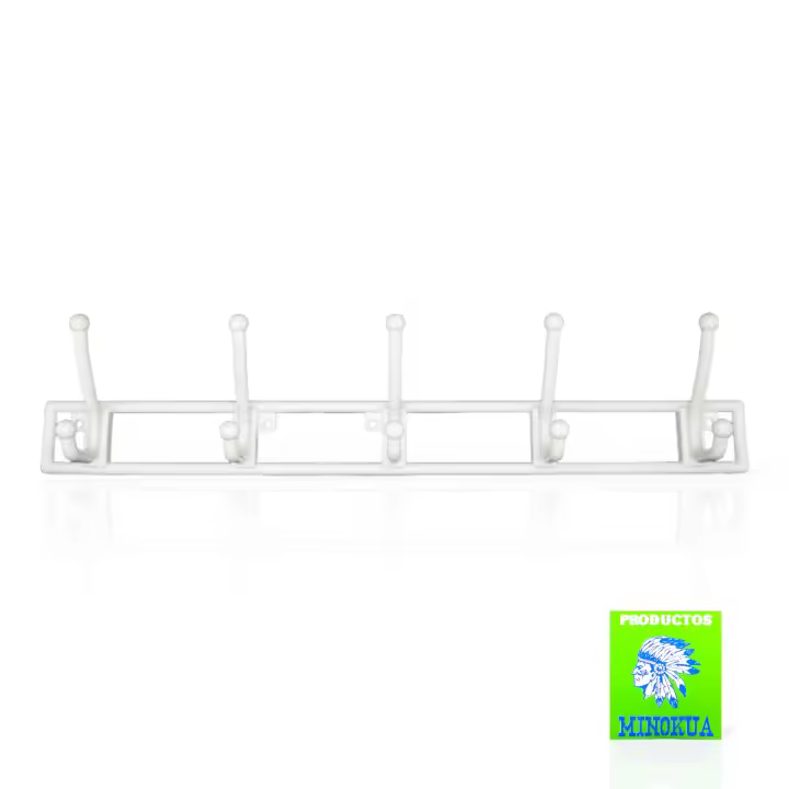 MINOKUA - Percha de Pared de 5 Pomos Versatiles Fabricadas en Polipropileno , 46cmx9cm Alta calidad Fabricado en Europa - 1