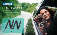 Nobleza - Cinturón de Seguridad de Coche para Perros, Arnés de Coche para Perros con Elástico y Fuerte Mosquetón, Universal Ajustable Nylon Cinturón Perro Coche, 2pcs/Pack, 50-70cm, Negro - details 0