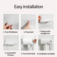 Soporte De Secador De Pelo Montado En La Pared Para Baño Estante De Almacenamiento Plástico Con Adhesivo Fuerte Soporte De Sundries Para El Baño - details 13