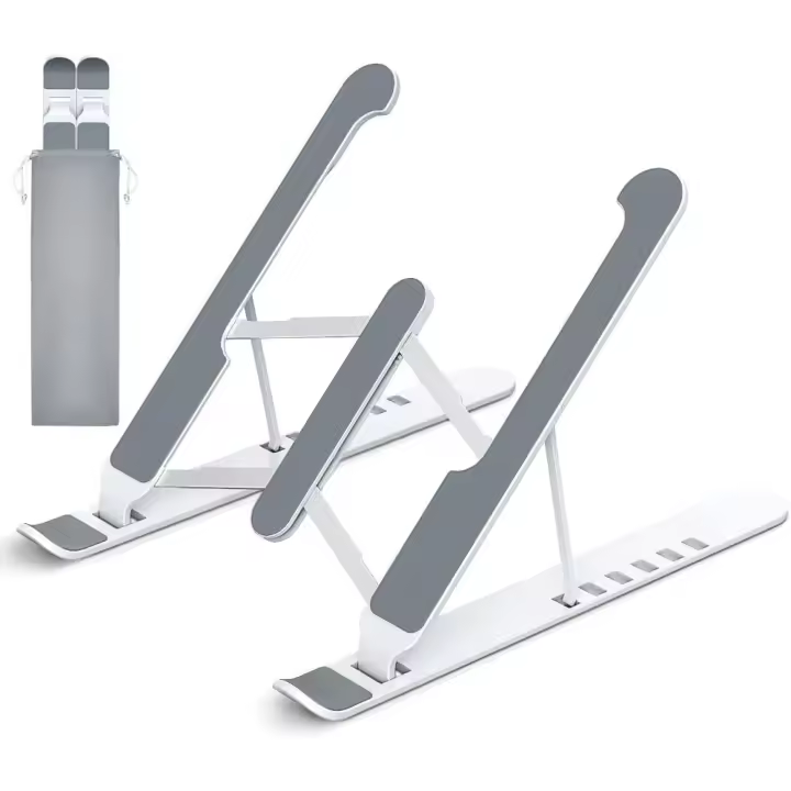 Portable Adjustable Laptop Riser Notebook Holder, Metal & ABS Foldable Ventilated Cooling PC Stand for MacBook Pro/Air, HP, Lenovo, Sony, Dell - 1