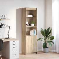 vidaXL Aparador alto roble 50x35x180 cm madera de ingeniería en color Negro/Marrón roble/Roble ahumado y más - details 4