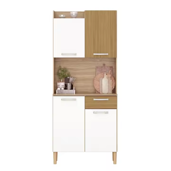 Buyqualia Armario Hogar Moderno con Patas - Multiusos - Roble y Blanco - 175x74x37cm - 1