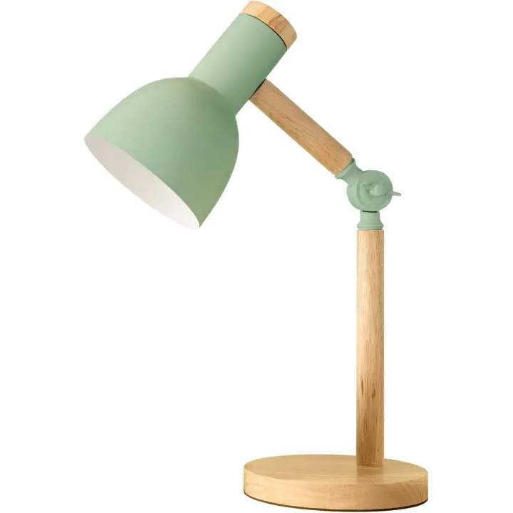 Lámpara de mesa, lámpara de mesa de madera ajustable, lámpara de escritorio para niños para dormitorio, sala de estar, lámpara de lectura con base E27 (con bombilla), blanca - 1