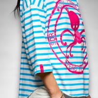 Sudadera Pulpo Anabel Lee Mujer | Rayas Marineras Oversize | Print Rosa "Estoy Liada, Pero Feliz" - details 4