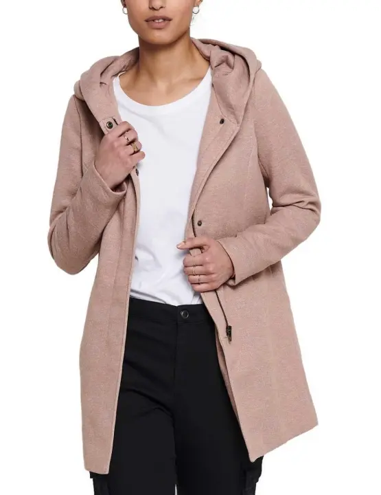 Abrigo Only Sedona rosa palo con capucha para mujer - 1