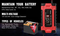 Cargador De Batería De Coche Automático 12V 10A 7 Etapas Rápida 6-180Ah Para AGM GEL WET Batería De Ácido Plomo Con Pantalla LCD - details 5