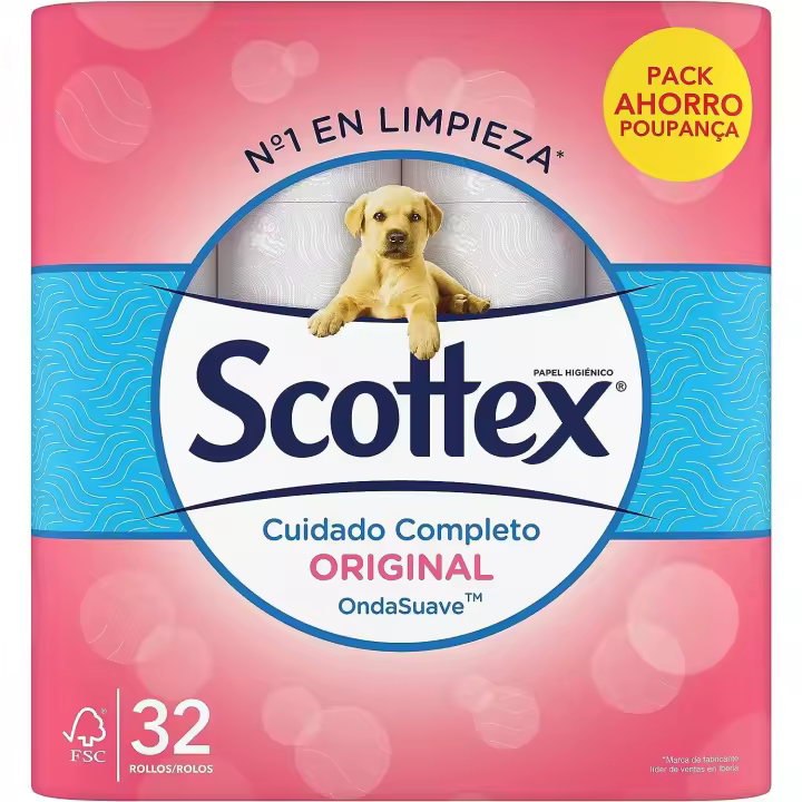 PAPEL HIGIENICO SCOTTEX ORIGINAL 32 UNIDADES 2 CAPAS HIGIENE Y SUAVIDAD - 1