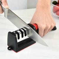 Afilador De Cuchillos Multifuncional De 4 Segmentos Para El Hogar Con Piedra De Afilado Negra Mano De Obra Manual Triple Propósito - details 0