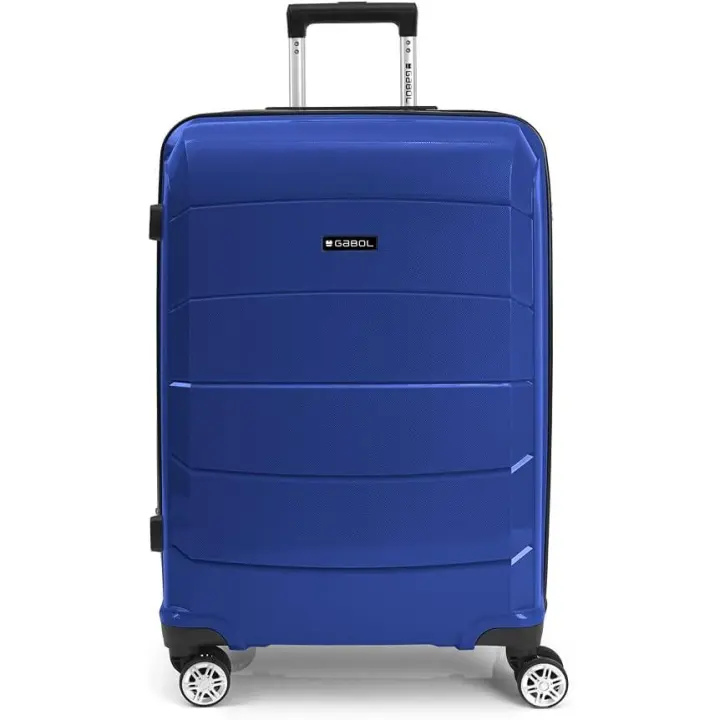 Maleta Mediana barata Gabol rígida de Polipropileno, color azul,  de medidas 66x43x27 cm - Peso: 2,9 kg y 4 ruedas dobles multidirección. Cerradura  de combinación. Capacidad 72 L. - 1