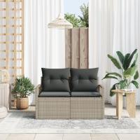 Sofá de jardín de 2 plazas con almacenamiento y cojines de ratán gris - details 2