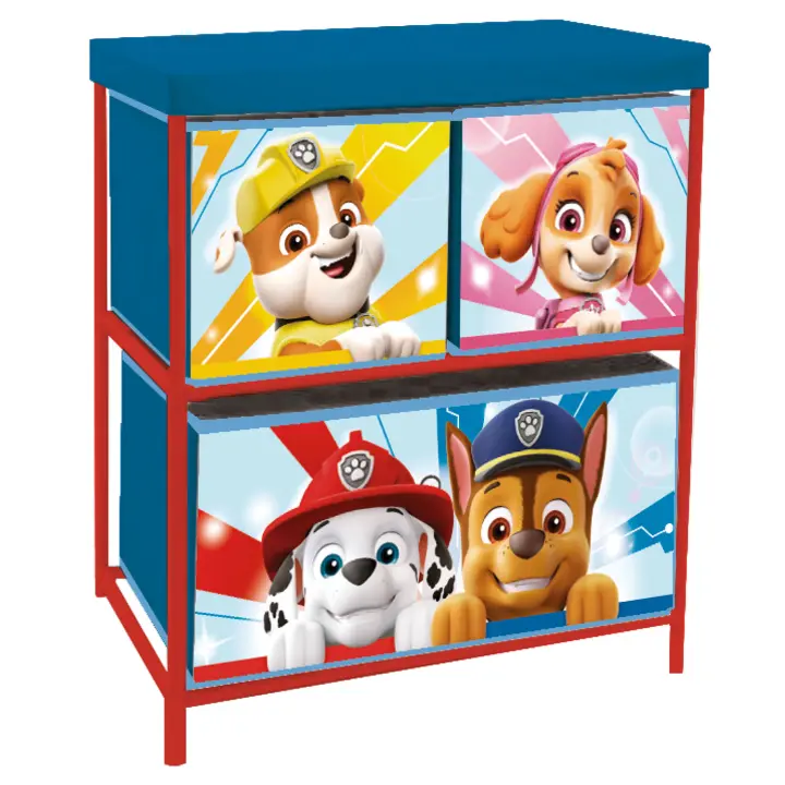 ARDITEX PW14459 Estantería con 3 contenedores textiles de 53x30x60cm de NICKELODEON-Patrulla Canina - 1