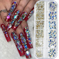 Crystals De Uñas 12 Cuadrículas/Caja Rhinestones De Vidrio SS4-SS16 Decoración 3D Para Arte De Uñas Brillante Y Liso - details 0