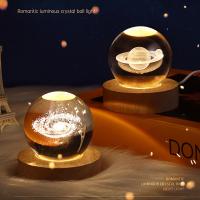 Lámpara De Mesa LED 3D Cristal Sfera Con USB Galaxia Luna Para Decoración De Escritorio Ambiente Dormitorio Regalos Para Niños - details 5