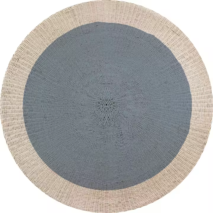 VINILIKO, Alfombra interior/exterior PVC Rattan blue redonda, imitación textura natural - 1