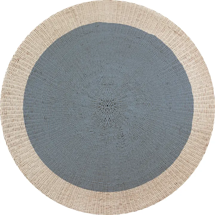 VINILIKO, Alfombra interior/exterior PVC Rattan blue redonda, imitación textura natural - 1
