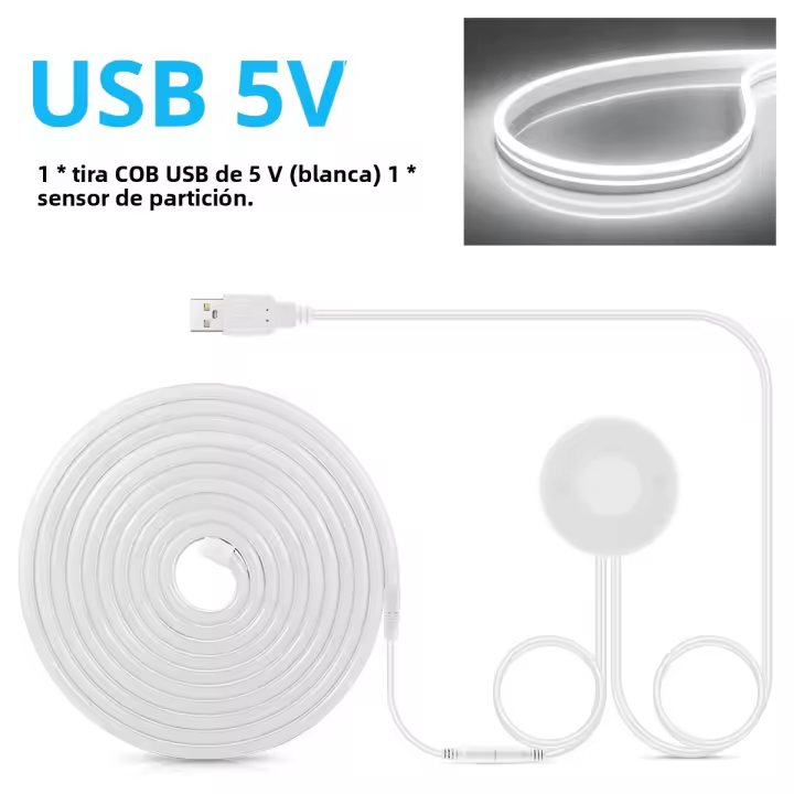 Tira De Luces LED Neón 1-3m USB 5V Con Sensor De Toque Y Desplazamiento Dimmer Para Decoración De Habitaciones Y Armarios - 1