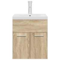 vidaXL Mueble de baño con lavabo incorporado y grifo roble Sonoma - details 2