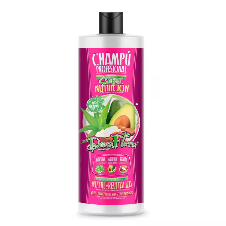 Dona Flora Champú Super Nutrición 1000ml - Nutrición intensa, reparación profunda e hidratación prolongada - Vendido por Beauty World Distributor - 1