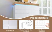 Cajonera, Aparador de Alto Brillo with 2 Puertas Y 3 Cajones, Iluminación LED (Control App), Armario Multifunction para Sala de estar y Dormitorio, 115x110x39 cm - details 3