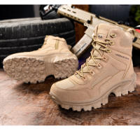 Botas De Combate Desérticas Para Hombres Botas Tácticas De Entrenamiento Especial Fuerzas Botas De Montañismo Ligeros Antideslizantes Suela De TPR Cubierta Superior De Cuero De Vaca - details 12
