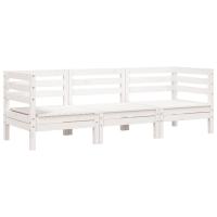 vidaXL Sofá de jardín de 3 plazas madera maciza de pino Pino natural, Pino blanco, Marrón cera Conjunto Terraza Muebles Jardín Exterior Juego de Muebles de jardín Mueble Jardín Exterior Muebles de Salon Exterior - details 0