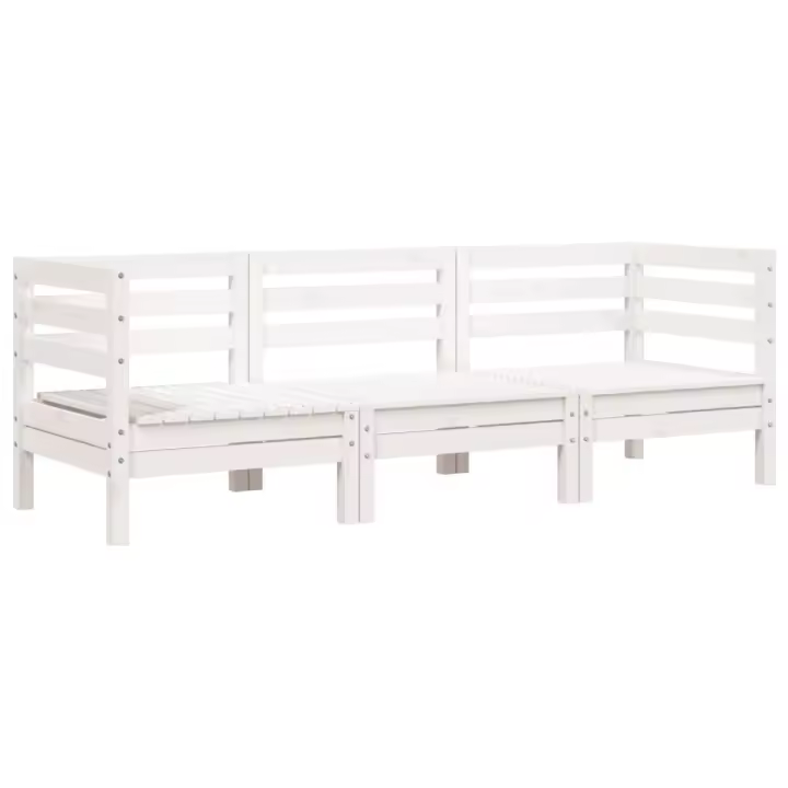 vidaXL Sofá de jardín de 3 plazas madera maciza de pino Pino natural, Pino blanco, Marrón cera Conjunto Terraza Muebles Jardín Exterior Juego de Muebles de jardín Mueble Jardín Exterior Muebles de Salon Exterior - 1