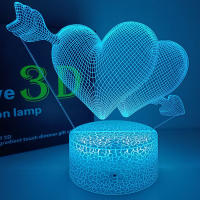 Lámpara Nocturna Romántica De LED En Forma De Corazón Decoración De Habitación Regalo De Cumpleaños Para Novia Y Amantes Luz De Escritorio 3D Incluye Batería AA - details 3