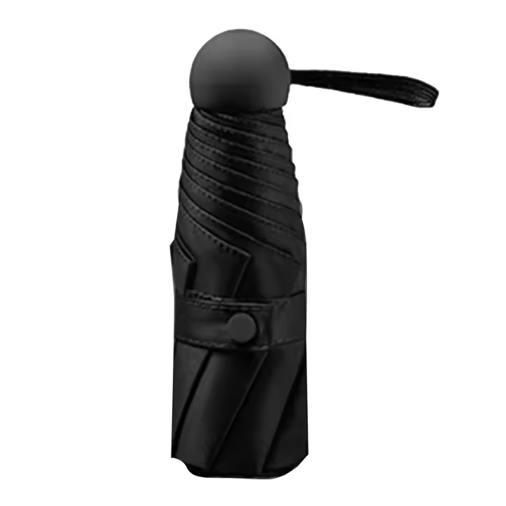 Paraguas Cápsula Mini Bolso Resistant To Los Rayos UV 2 Usos 5 Secciones 8 Bordes Accesorios para Exteriores Negro - 1