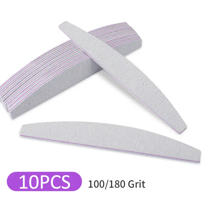 Lima de Uñas 100/180 Set Profesional de Manicura 10PCs/15PCs Lijado Gel Pulidor Doble Medio Luna Lima Herramientas para Uñas - 1